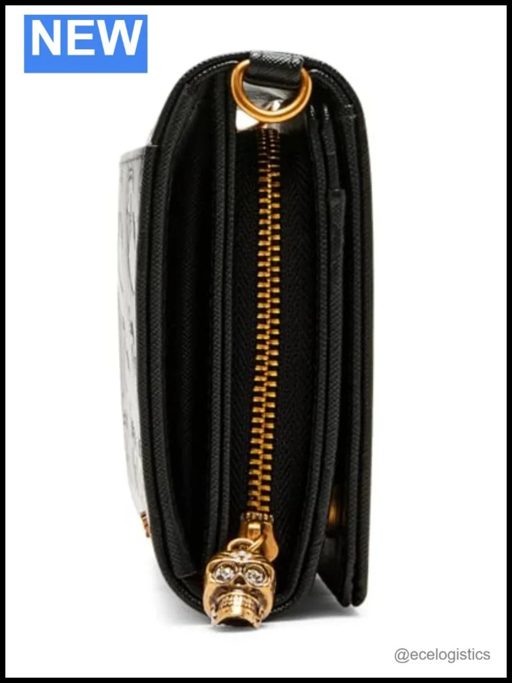 Vintage-Inspired Skull Crossbody Wallet Chain Purse 16 Card Slots Removable